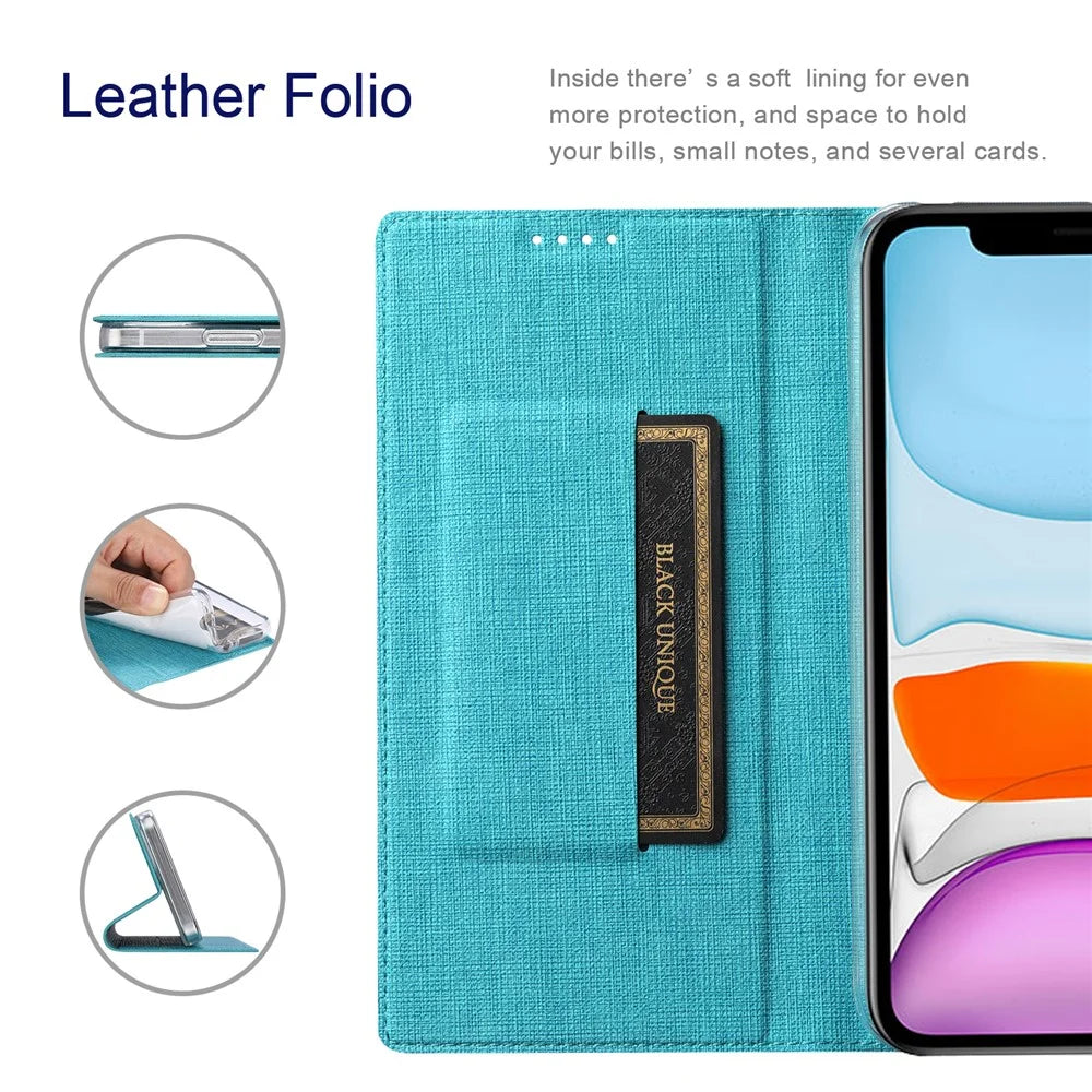 VILI DMX Series PU Leather Card Holder Folio Flip Stand Magnetic Phone Cover for OnePlus Nord CE 5G - Blue - 3