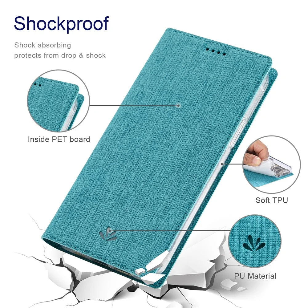 VILI DMX Series PU Leather Card Holder Folio Flip Stand Magnetic Phone Cover for OnePlus Nord CE 5G - Blue - 6
