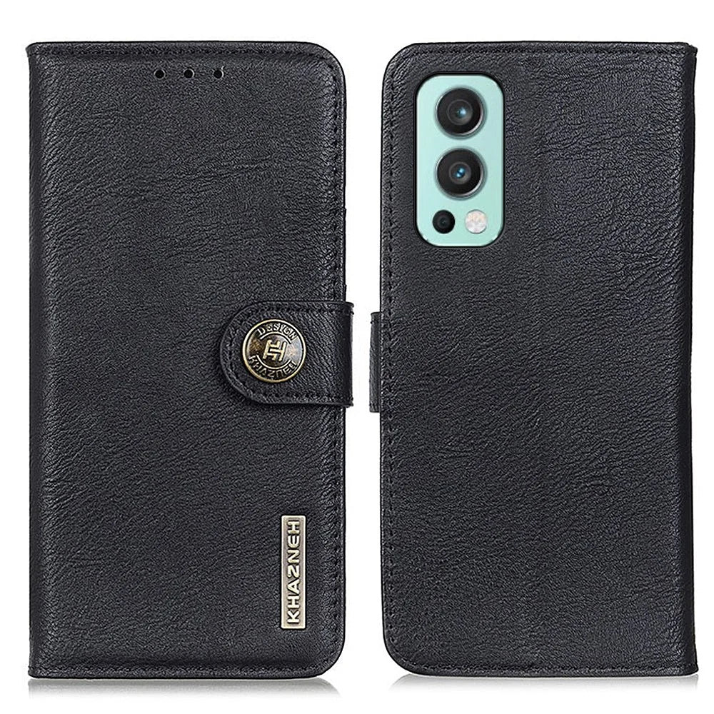 KHAZNEH Leather Wallet Stand Phone Shell Case for OnePlus Nord 2 5G Cell Phone Accessory - Black - 1