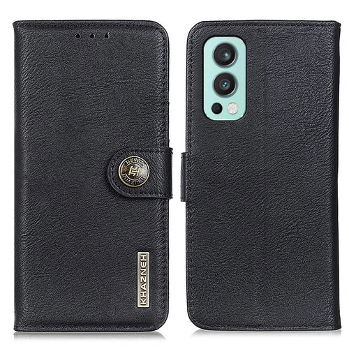 KHAZNEH Leather Wallet Stand Phone Shell Case for OnePlus Nord 2 5G Cell Phone Accessory - Black - 1