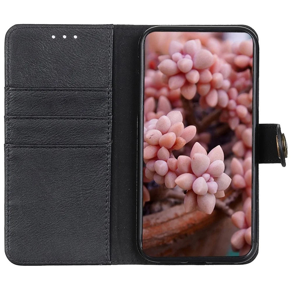 KHAZNEH Leather Wallet Stand Phone Shell Case for OnePlus Nord 2 5G Cell Phone Accessory - Black - 5