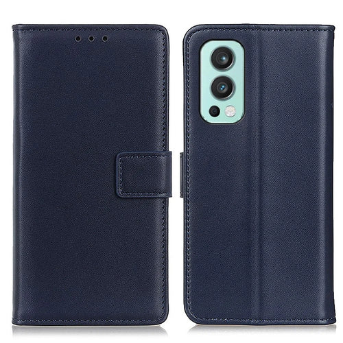 Wallet Design Magnetic Clasp Mobile Phone Leather Shell with Stand for OnePlus Nord 2 5G - Blue - 1