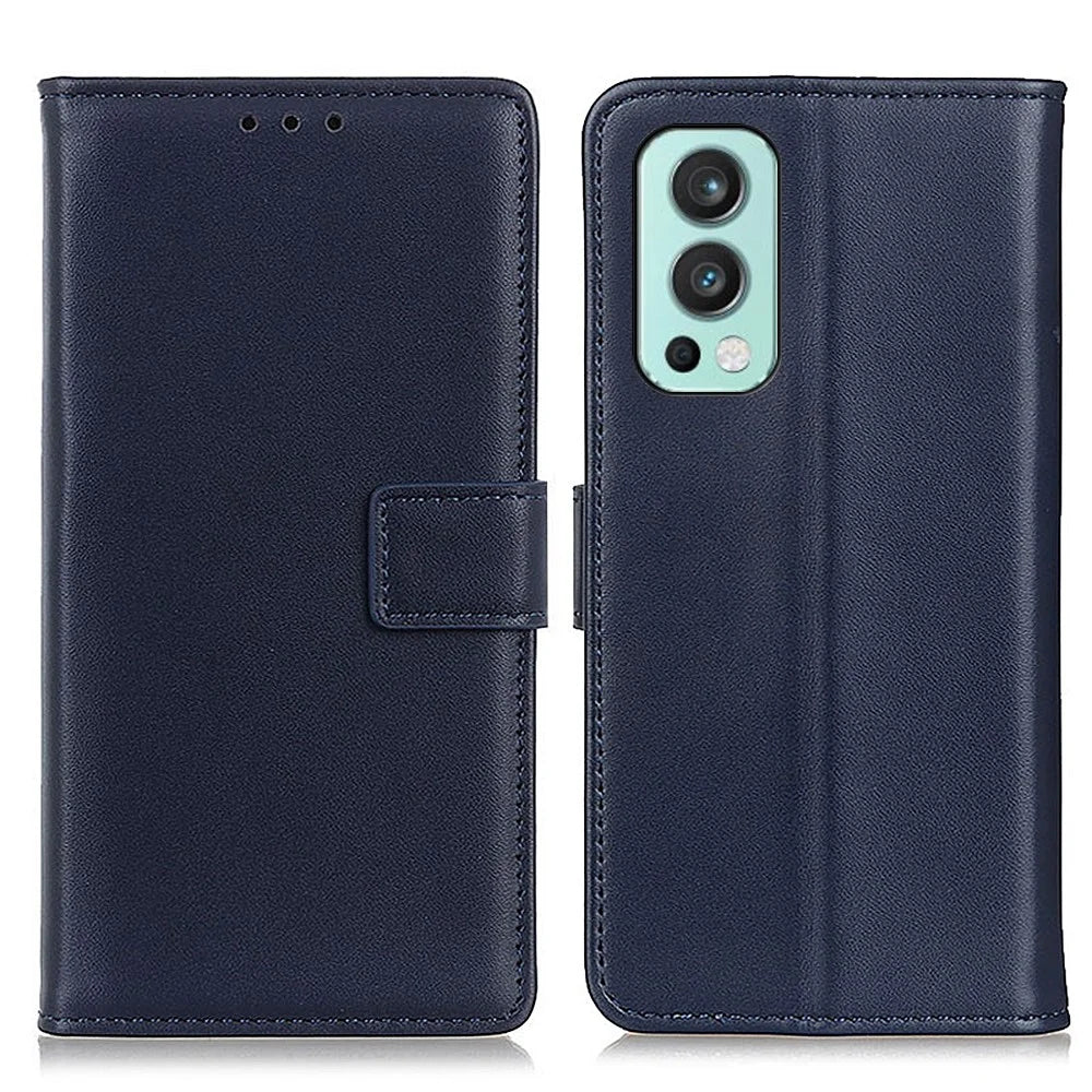 Wallet Design Magnetic Clasp Mobile Phone Leather Shell with Stand for OnePlus Nord 2 5G - Blue - 1