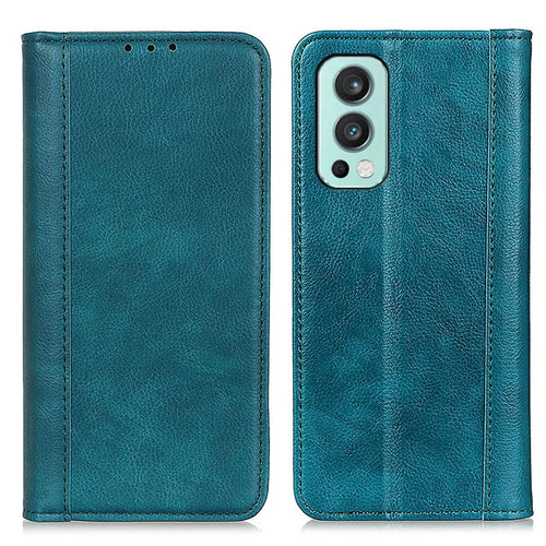 Litchi Texture Magnet Absorption Split Leather Case for OnePlus Nord 2 5G - Green - 1