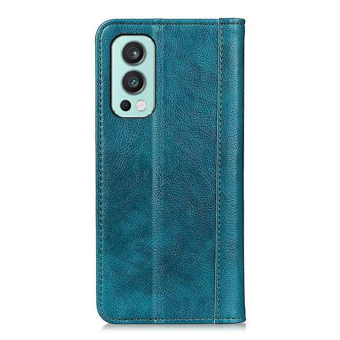 Litchi Texture Magnet Absorption Split Leather Case for OnePlus Nord 2 5G - Green - 3