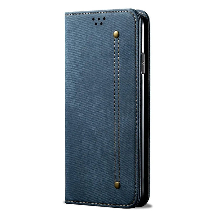 Full Coverage Jeans Cloth Texture PU Leather Wallet Stand Case for OnePlus Nord 2 5G - Blue - 2