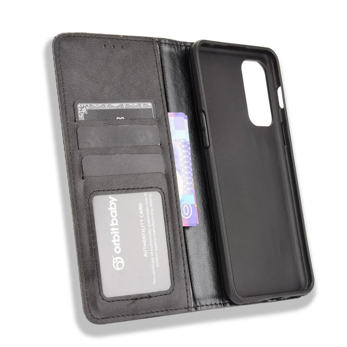 Retro Style PU Leather Flip Magnetic Stand Flip Protective Cover for OnePlus Nord 2 5G - Black - 6
