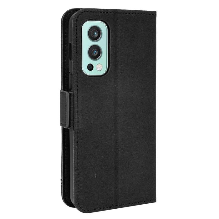 Wallet Design Phone Cover Stand Case with Multiple Card Slots for OnePlus Nord 2 5G - Black - 3