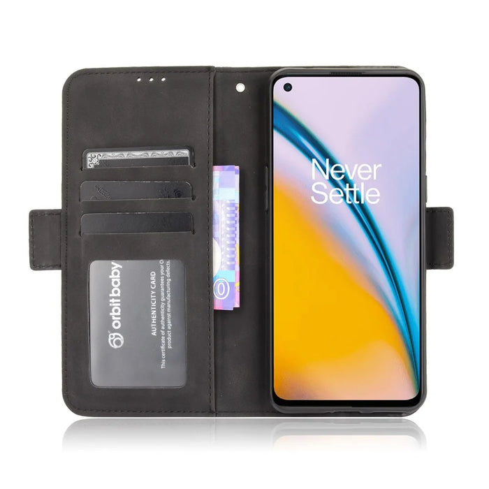 Wallet Design Phone Cover Stand Case with Multiple Card Slots for OnePlus Nord 2 5G - Black - 5