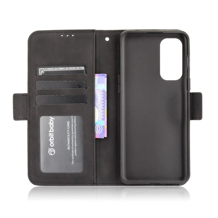 Wallet Design Phone Cover Stand Case with Multiple Card Slots for OnePlus Nord 2 5G - Black - 6