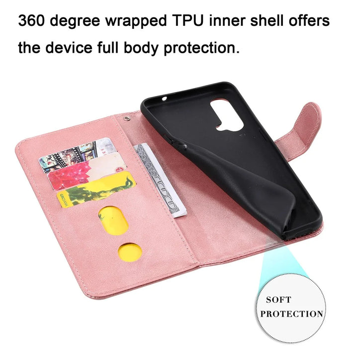 Zipper Pocket Wallet PU Leather Phone Case Shell with Stand for OnePlus Nord CE 5G - Rose Gold - 3