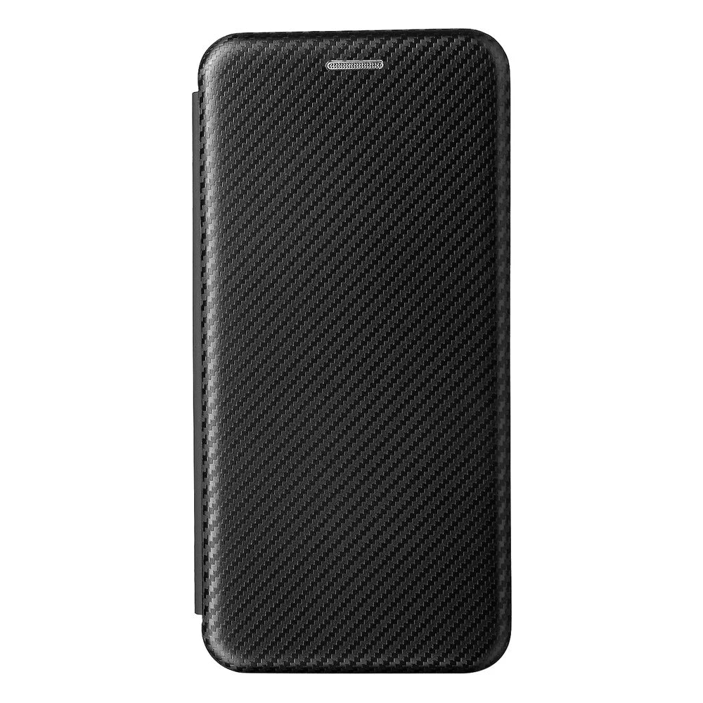 Carbon Fiber Texture Card Slot Design Magnetic Auto-absorbed Leather Shell Phone Case for OnePlus Nord 2 5G - Black - 4
