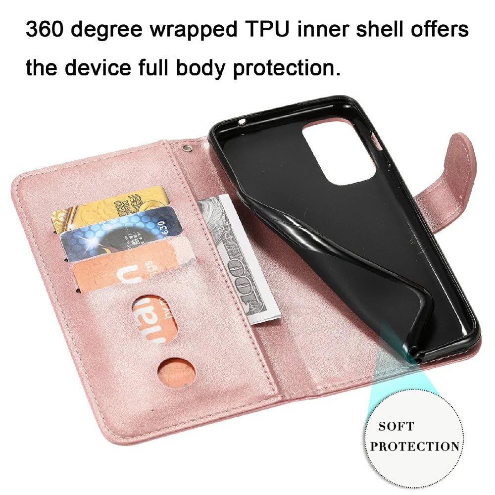 Zipper Pocket Magnetic Clasp Wallet Design Leather Phone Stand Case Shell for OnePlus Nord 2 5G - Rose Gold - 4
