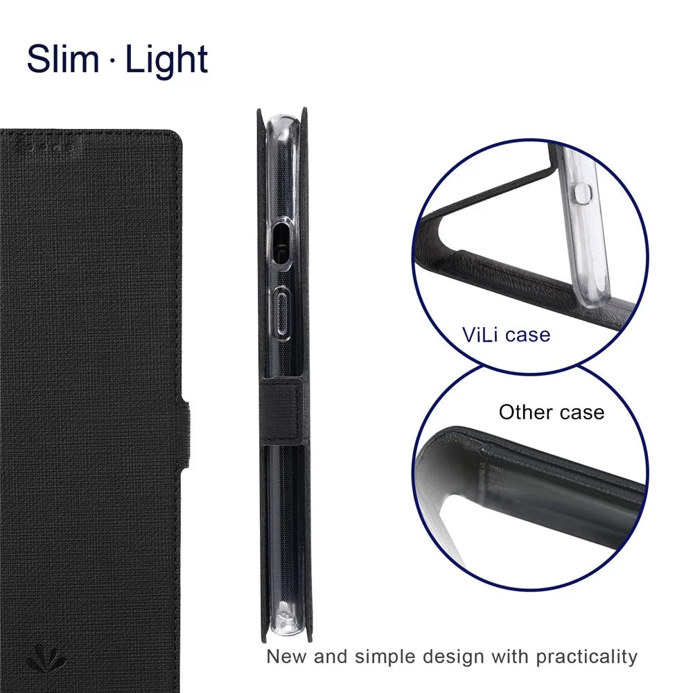 VILI K Series Wallet Design Leather Phone Stand Cover for OnePlus Nord 2 5G - Black - 5
