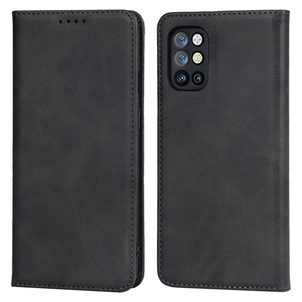 For OnePlus 8T Auto-absorbed TPU+PU Leather Wallet Phone Shell Supporting Stand Phone Case - Black - 1