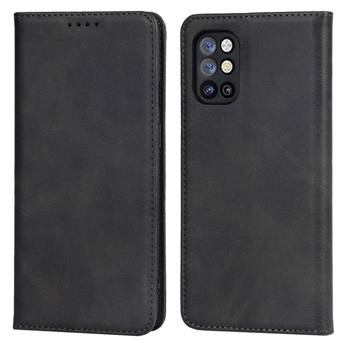 For OnePlus 8T Auto-absorbed TPU+PU Leather Wallet Phone Shell Supporting Stand Phone Case - Black - 1