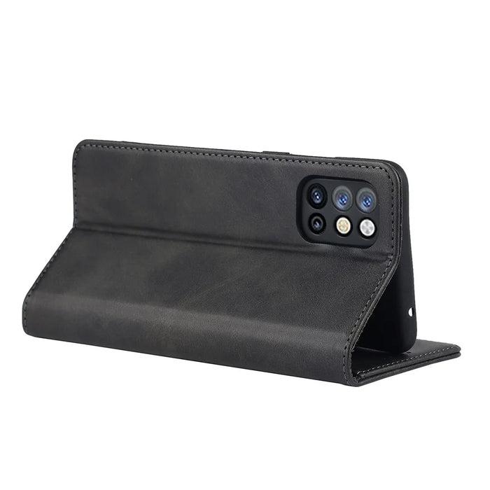 For OnePlus 8T Auto-absorbed TPU+PU Leather Wallet Phone Shell Supporting Stand Phone Case - Black - 5