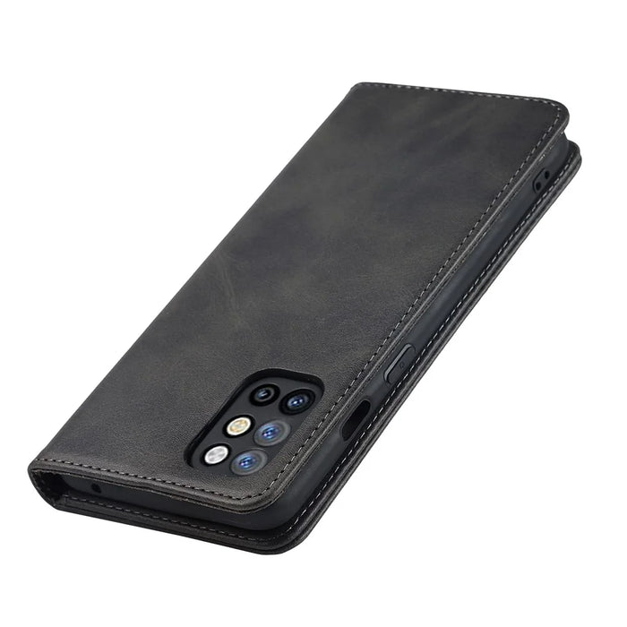 For OnePlus 8T Auto-absorbed TPU+PU Leather Wallet Phone Shell Supporting Stand Phone Case - Black - 7