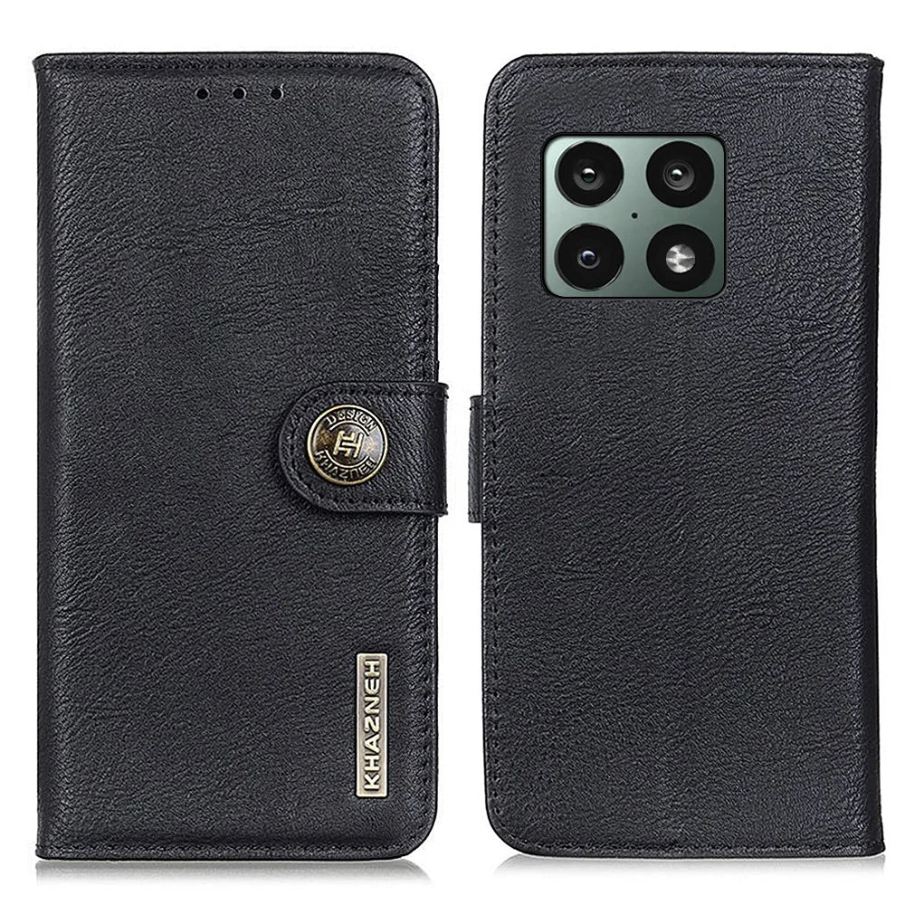 KHAZNEH Magnetic PU Leather Flip Wallet Case Soft TPU Inner Stand Phone Cover for OnePlus 10 Pro 5G - Black - 1