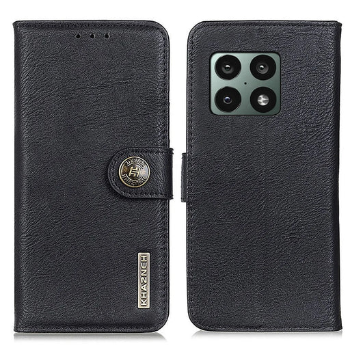 KHAZNEH Magnetic PU Leather Flip Wallet Case Soft TPU Inner Stand Phone Cover for OnePlus 10 Pro 5G - Black - 1