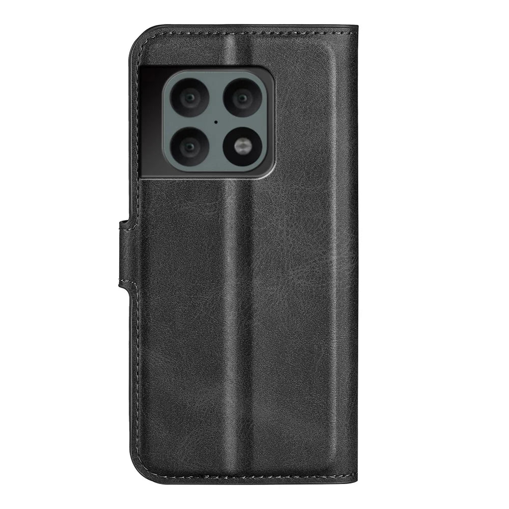 Full Body Protection PU Leather + TPU Magnetic Clasp Stand Wallet Phone Cover for OnePlus 10 Pro 5G - Black - 3