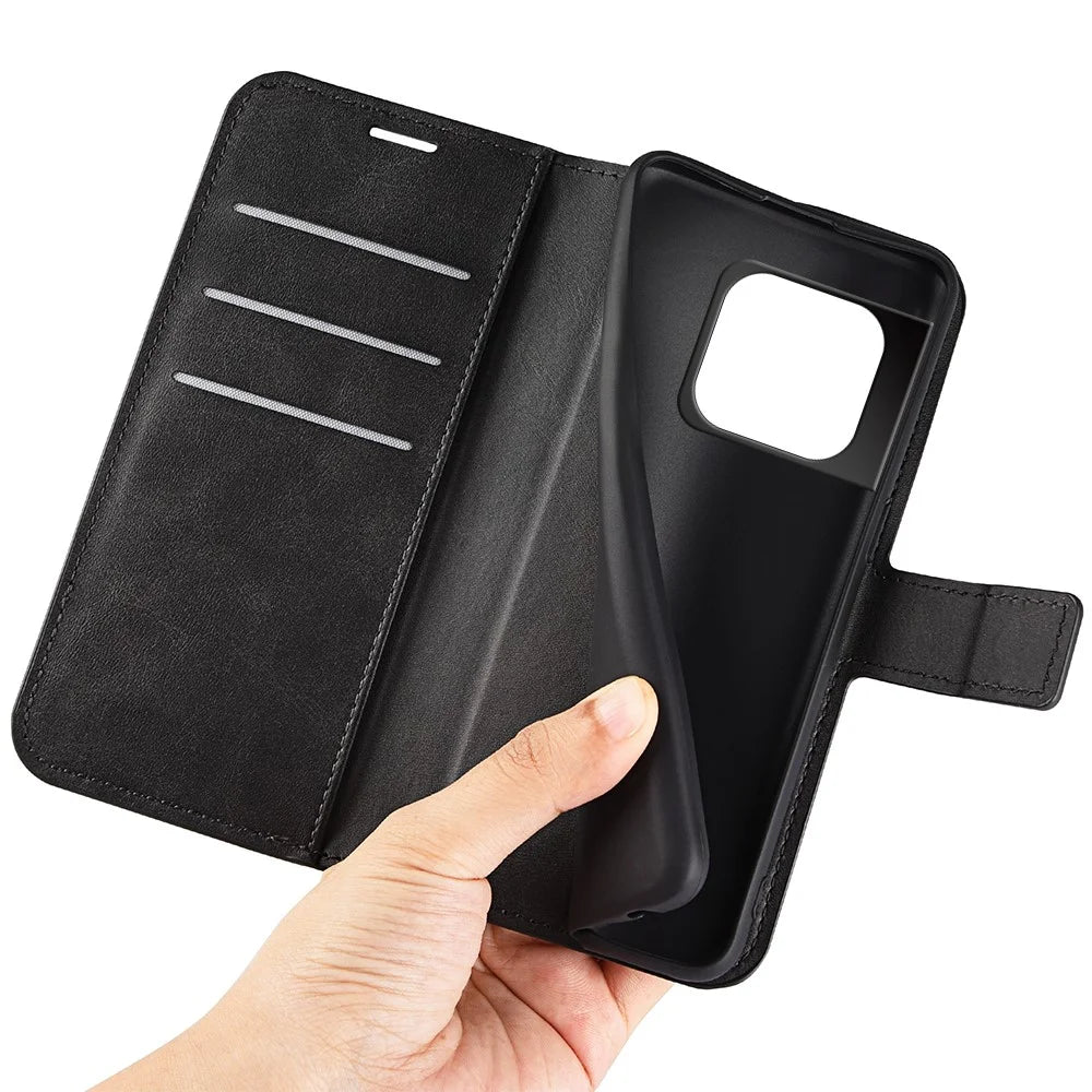 Full Body Protection PU Leather + TPU Magnetic Clasp Stand Wallet Phone Cover for OnePlus 10 Pro 5G - Black - 4