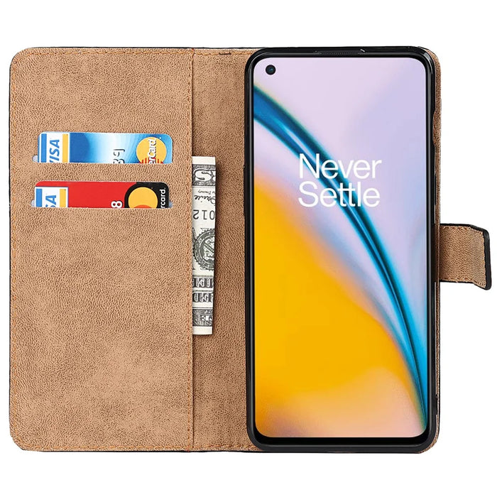 Dual-Sided Magnetic Clasp Split Leather Wallet Stand Function Phone Case Protective Cover for OnePlus Nord 2 5G - 4