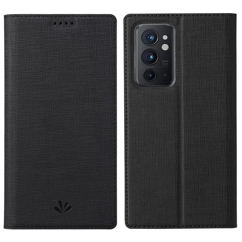 VILI DMX Series Anti-scratch Mobile Phone Bag Case PU Leather Stand Auto Magnetic Closed Phone Cover for OnePlus 9RT 5G - Black - 1