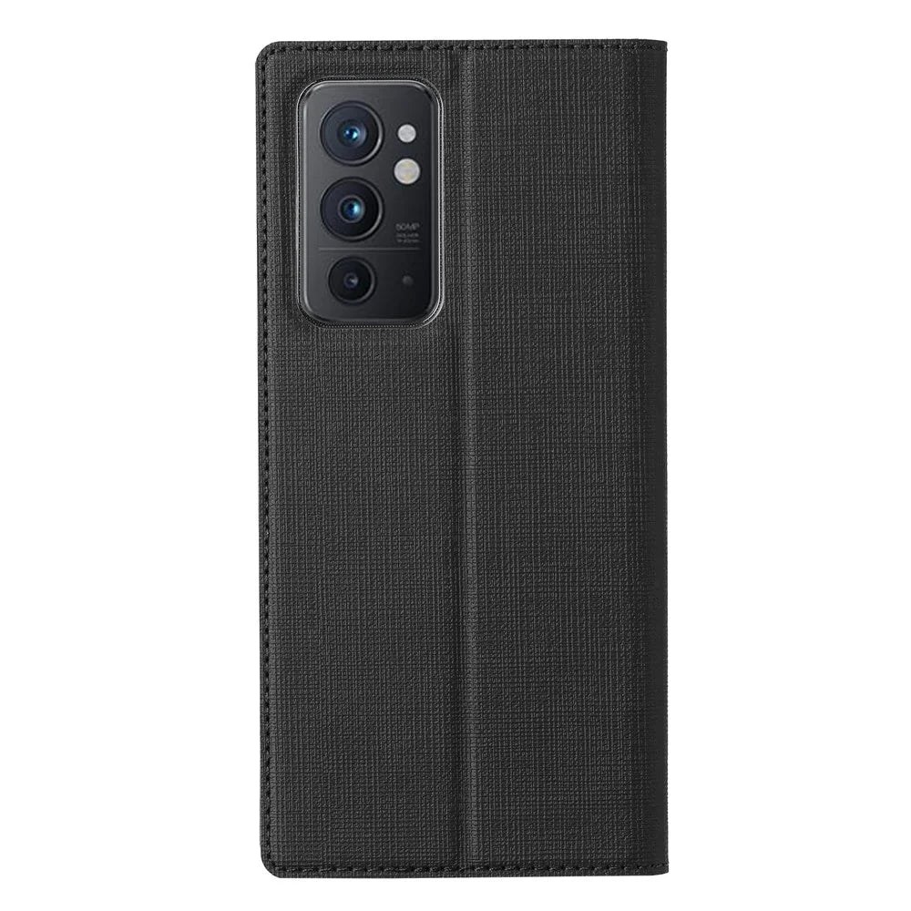 VILI DMX Series Anti-scratch Mobile Phone Bag Case PU Leather Stand Auto Magnetic Closed Phone Cover for OnePlus 9RT 5G - Black - 3