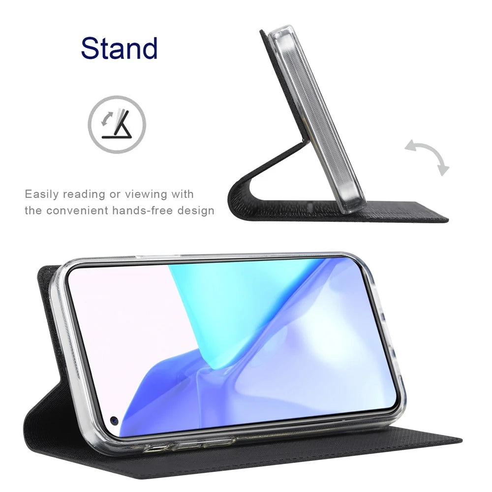 VILI DMX Series Anti-scratch Mobile Phone Bag Case PU Leather Stand Auto Magnetic Closed Phone Cover for OnePlus 9RT 5G - Black - 5