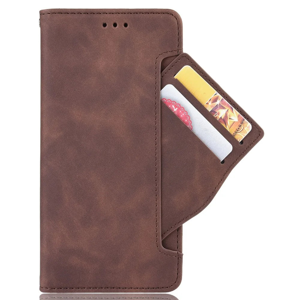 For OnePlus Nord N20 5G / Oppo Reno7 Z 5G / Reno7 Lite / A96 (China) / Reno8 Lite 5G / F21 Pro 5G / Reno8 Z 5G Multiple Card Slot PU Leather + TPU Full Protection Phone Cover with Stand Cash Pocket - Brown - 2