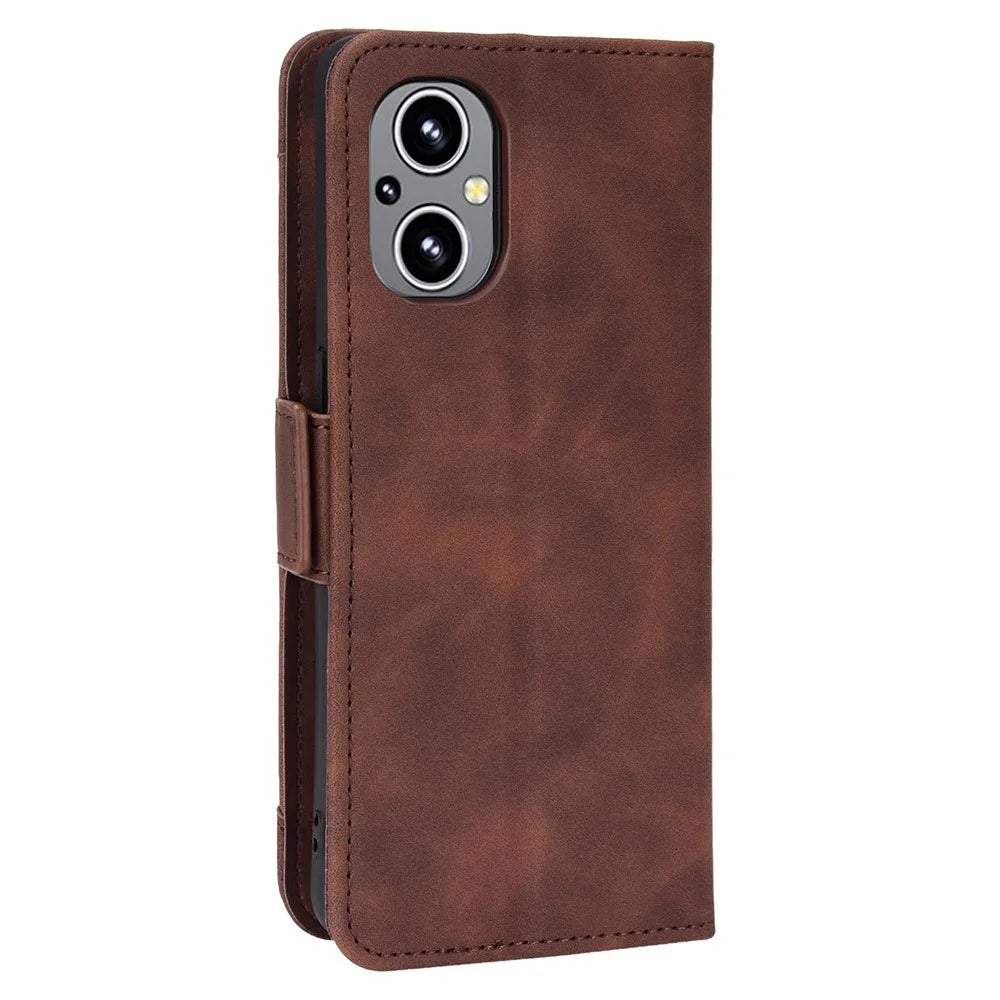 For OnePlus Nord N20 5G / Oppo Reno7 Z 5G / Reno7 Lite / A96 (China) / Reno8 Lite 5G / F21 Pro 5G / Reno8 Z 5G Multiple Card Slot PU Leather + TPU Full Protection Phone Cover with Stand Cash Pocket - Brown - 3