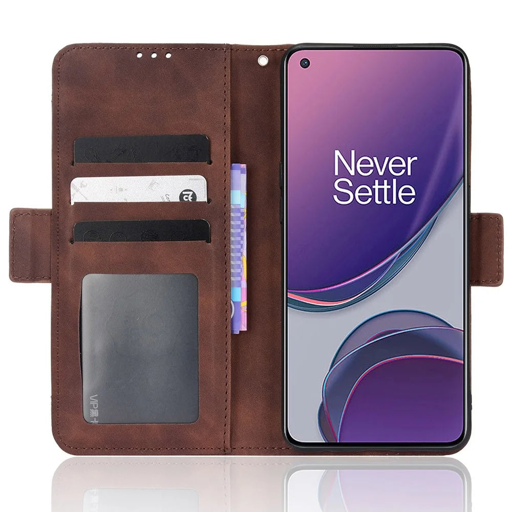 For OnePlus Nord N20 5G / Oppo Reno7 Z 5G / Reno7 Lite / A96 (China) / Reno8 Lite 5G / F21 Pro 5G / Reno8 Z 5G Multiple Card Slot PU Leather + TPU Full Protection Phone Cover with Stand Cash Pocket - Brown - 5