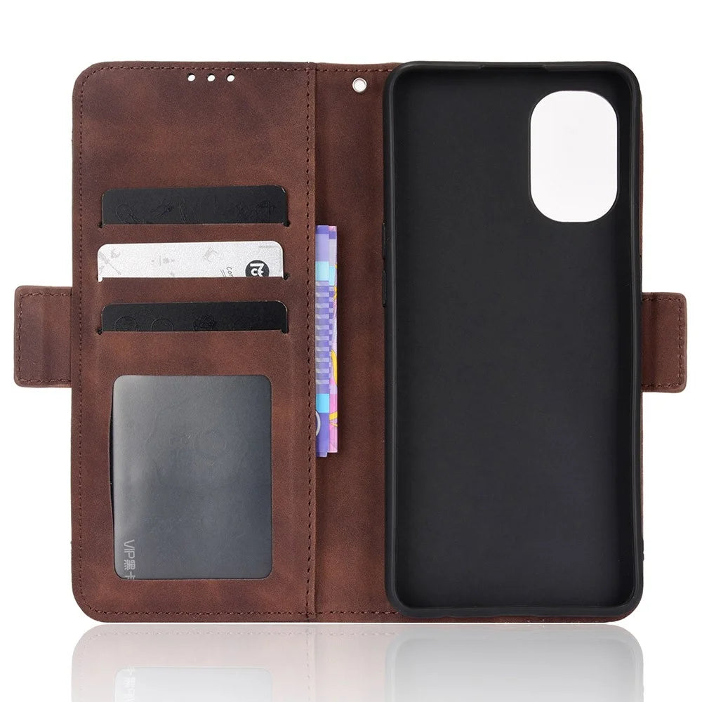 For OnePlus Nord N20 5G / Oppo Reno7 Z 5G / Reno7 Lite / A96 (China) / Reno8 Lite 5G / F21 Pro 5G / Reno8 Z 5G Multiple Card Slot PU Leather + TPU Full Protection Phone Cover with Stand Cash Pocket - Brown - 6