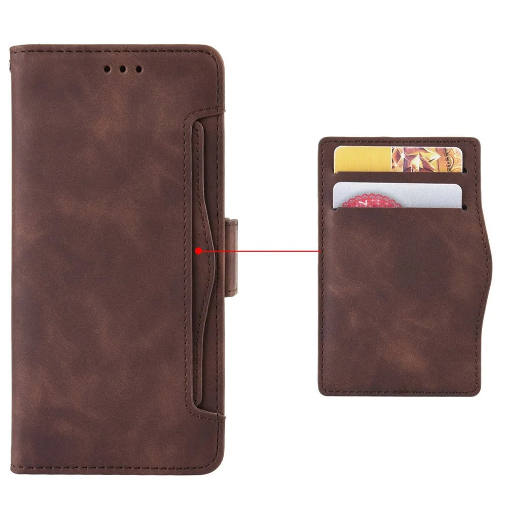 For OnePlus Nord N20 5G / Oppo Reno7 Z 5G / Reno7 Lite / A96 (China) / Reno8 Lite 5G / F21 Pro 5G / Reno8 Z 5G Multiple Card Slot PU Leather + TPU Full Protection Phone Cover with Stand Cash Pocket - Brown - 7