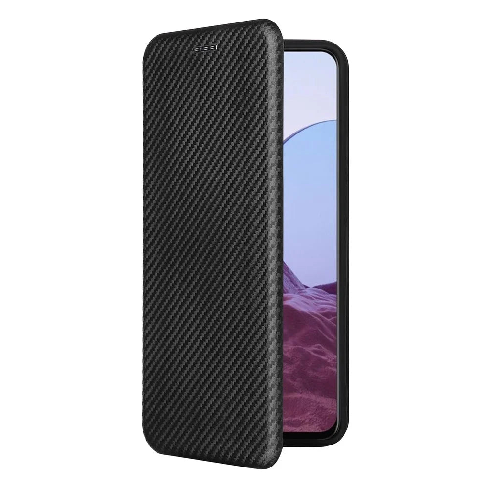 Ring Strap Kickstand Design Carbon Fiber Texture PU Leather Shockproof Mobile Phone Case with Card Slot for OnePlus Nord N20 5G - Black - 2