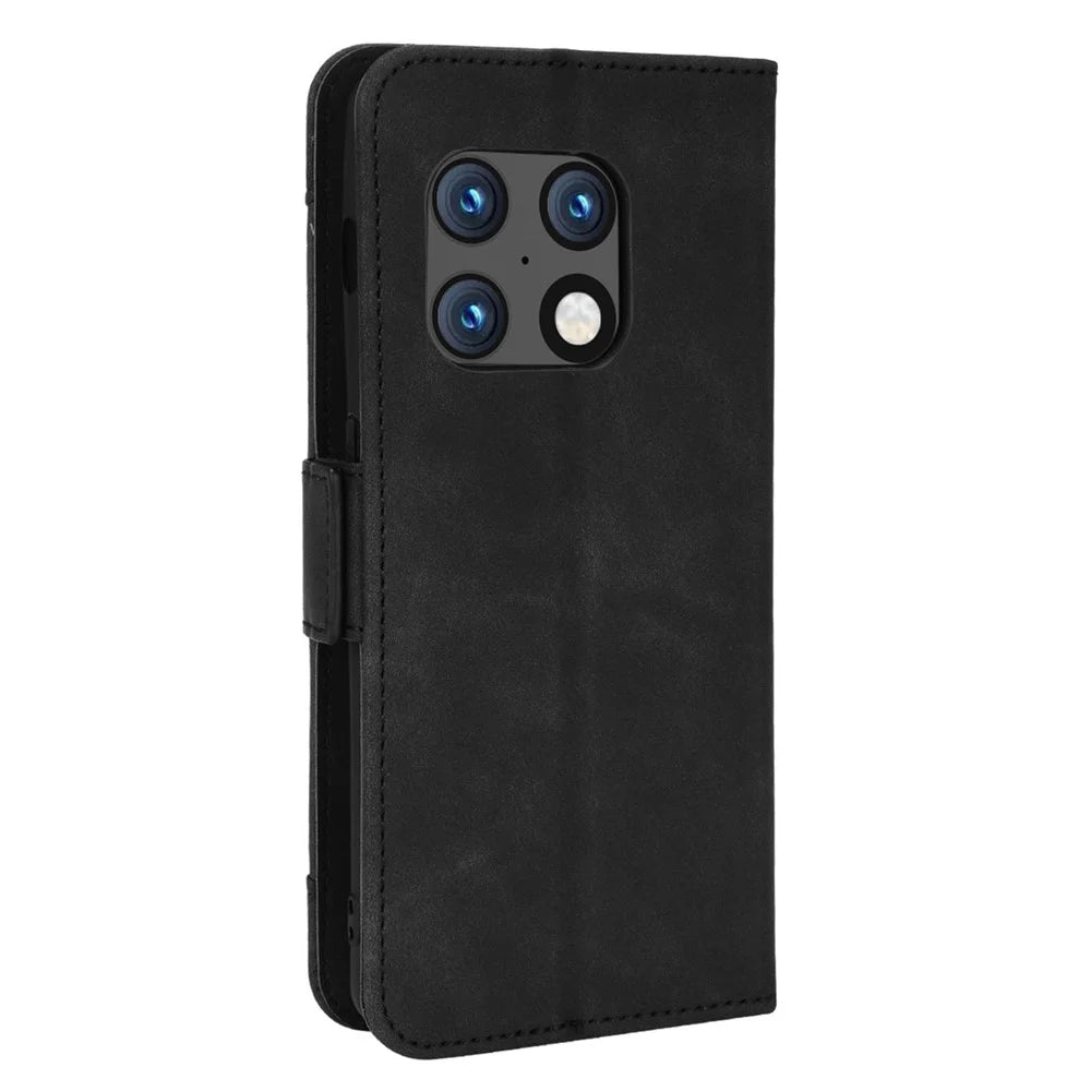 Multiple Card Slot PU Leather + TPU All-round Shockproof Phone Cover with Stand Cash Pocket for OnePlus 10 Pro 5G - Black - 3