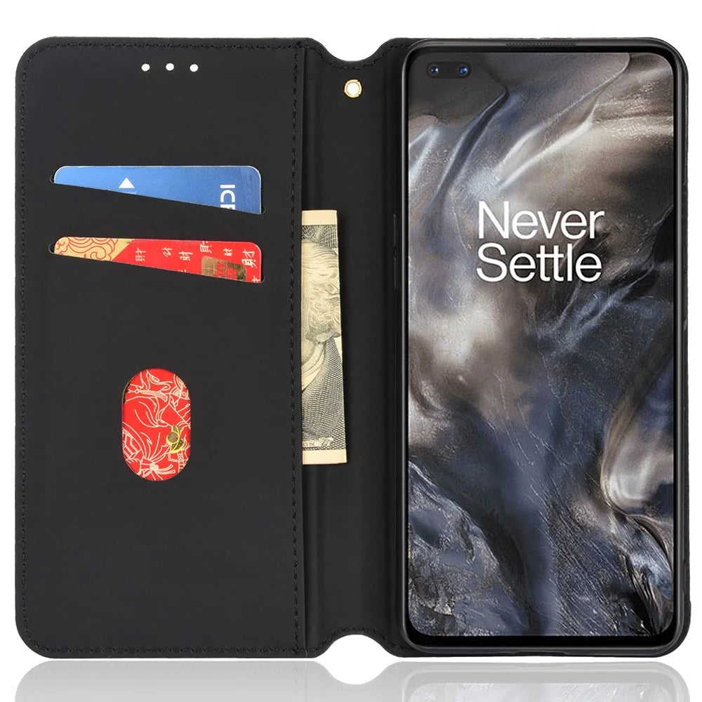 For OnePlus Nord Rhombus Imprinted PU Leather + TPU Phone Case Stand Wallet Protective Cover - Silver - 5