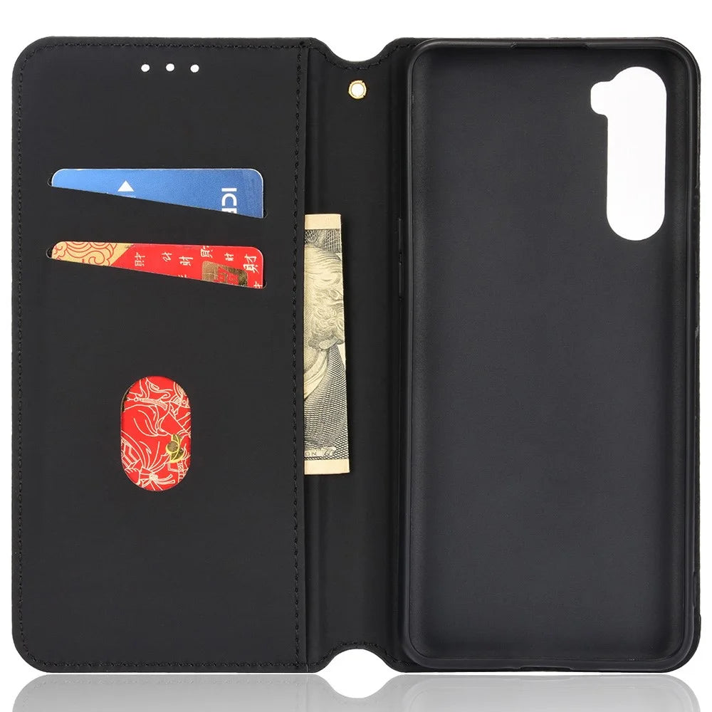 For OnePlus Nord Rhombus Imprinted PU Leather + TPU Phone Case Stand Wallet Protective Cover - Silver - 6