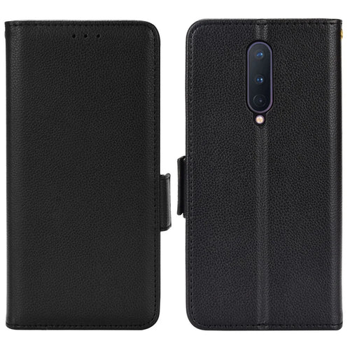 For OnePlus 8 Double Magnetic Clasp Litchi Texture Phone Case Full Protection Leather Cover - Black - 1