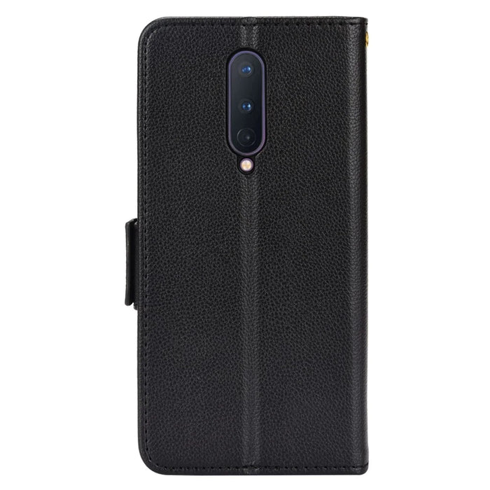 For OnePlus 8 Double Magnetic Clasp Litchi Texture Phone Case Full Protection Leather Cover - Black - 3