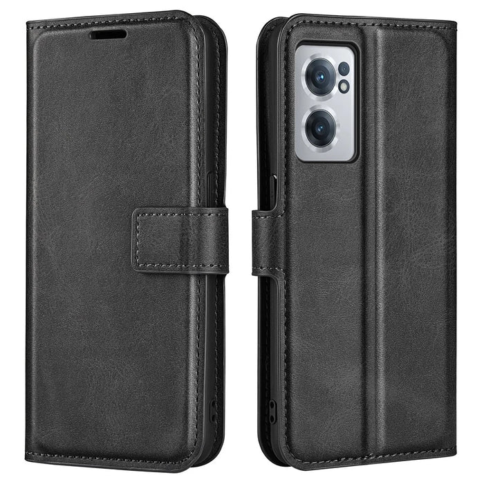 Wallet Phone Case for OnePlus Nord CE 2 5G Protective Folio Flip Cover Magnetic Closure PU Leather Case with Stand - Black - 1
