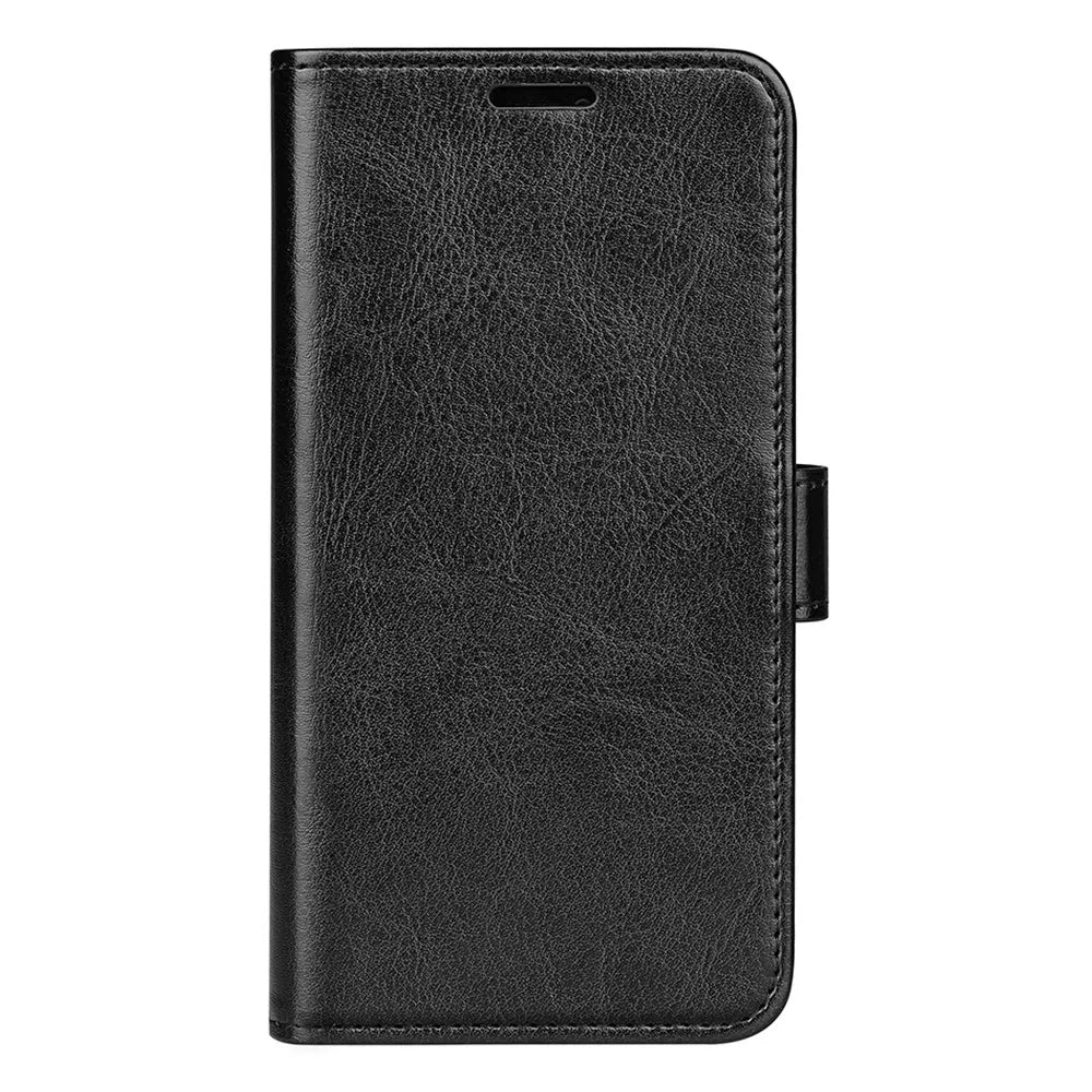 Crazy Horse Texture Wallet Phone Case for OnePlus Nord CE 2 5G Magnetic Clasp PU Leather Folio Flip Stand Cover - Black - 2
