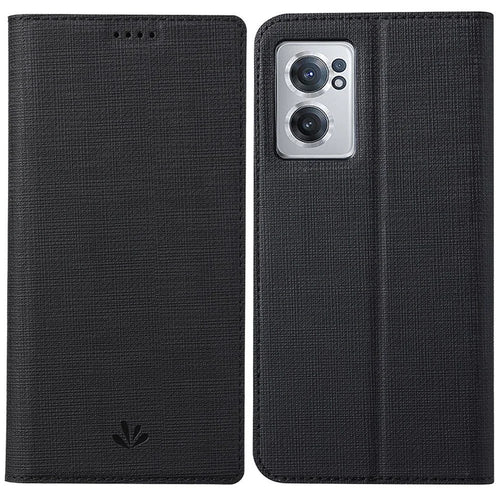VILI DMX Series for OnePlus Nord CE 2 5G, Automatic Absorption Leather Phone Case Stand Cover with Single Card Slot - Black - 1