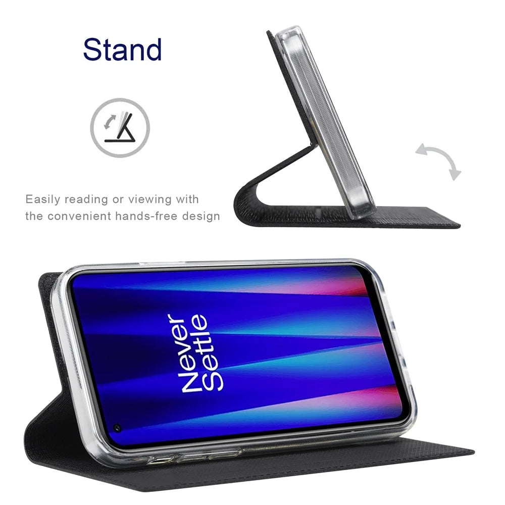 VILI DMX Series for OnePlus Nord CE 2 5G, Automatic Absorption Leather Phone Case Stand Cover with Single Card Slot - Black - 2