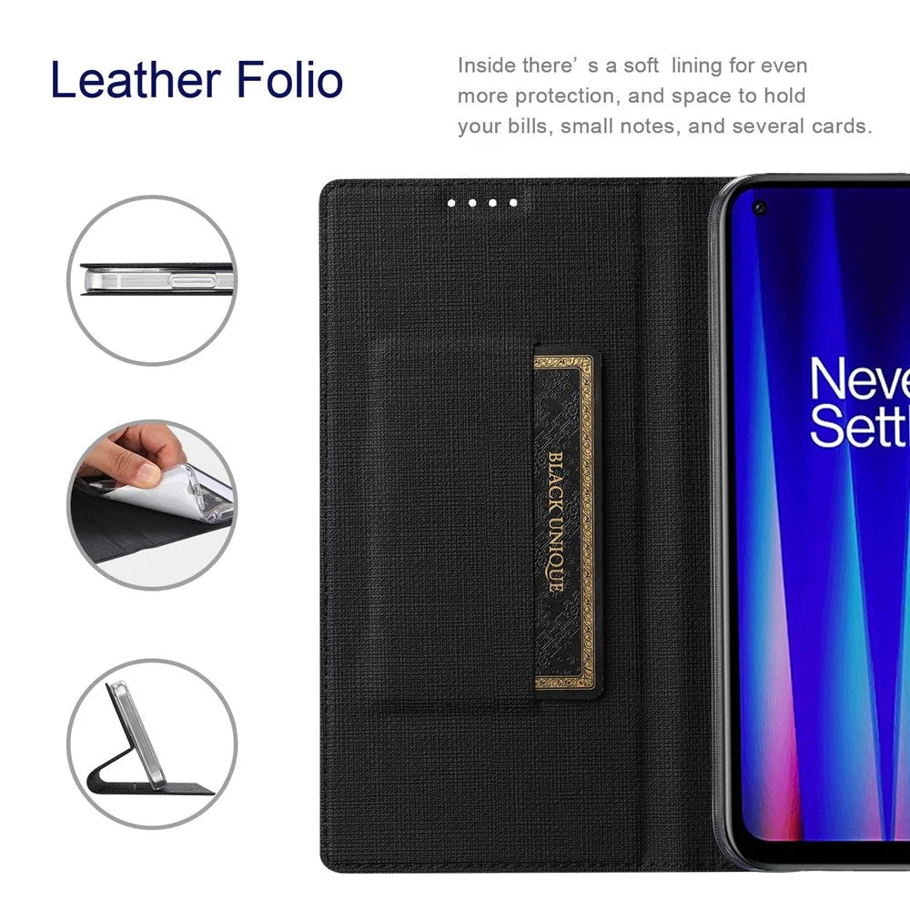 VILI DMX Series for OnePlus Nord CE 2 5G, Automatic Absorption Leather Phone Case Stand Cover with Single Card Slot - Black - 3