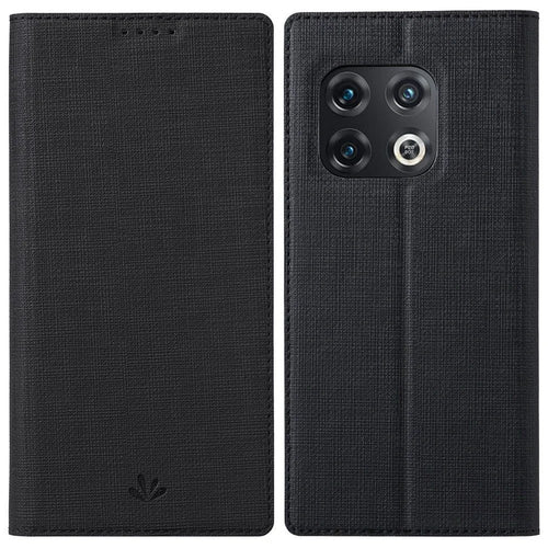 VILI DMX Series for OnePlus 10 Pro 5G, Auto-Absorbed Leather Phone Case with Stand Card Slot - Black - 1