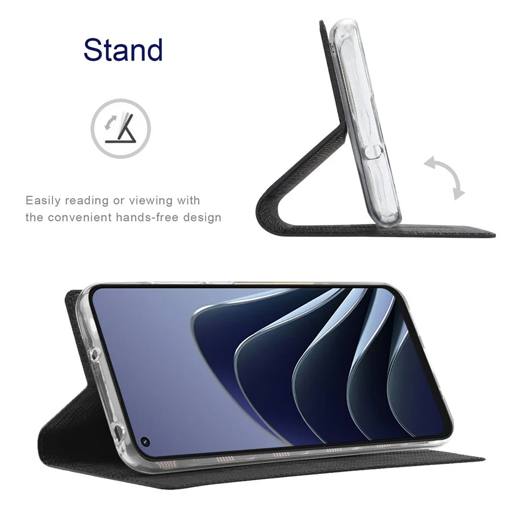 VILI DMX Series for OnePlus 10 Pro 5G, Auto-Absorbed Leather Phone Case with Stand Card Slot - Black - 2