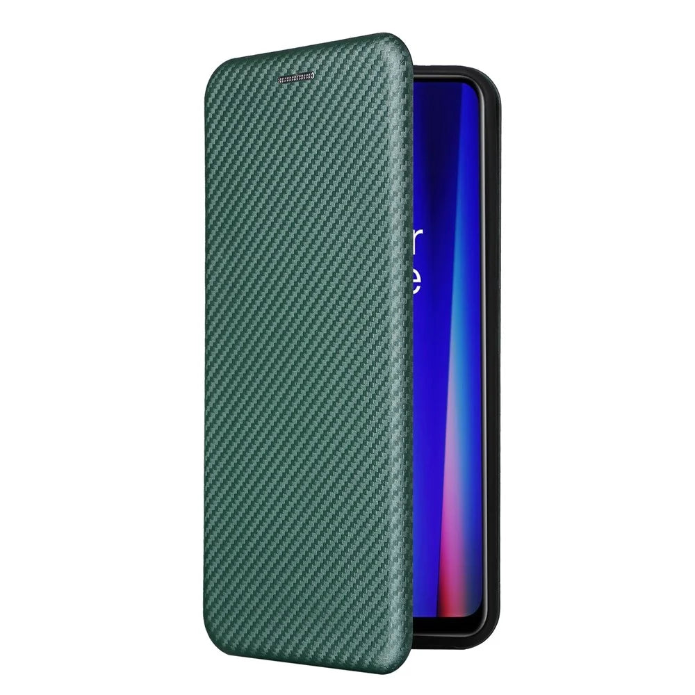 For OnePlus Nord CE 2 5G Carbon Fiber Texture Flip Case PU Leather Strong Magnetic Suction All-Inclusive Protective Cover with Card Holder - Green - 2