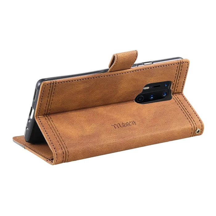 TTUDRCH 004 for OnePlus 8 Pro Splicing Design Skin-touch Feeling Phone Wallet Stand Case RFID Blocking PU Leather Protective Cover - Brown - 4
